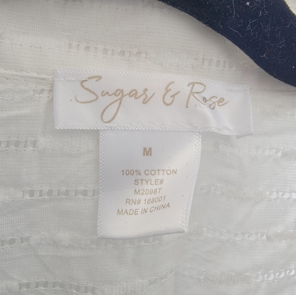 NWOT White Cotton Broderie Tie Front Button Up - Picture 3 of 3